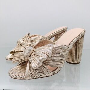 Loeffler Randall- Penny Pleated Knot Mule - Champagne Size 5.5 B